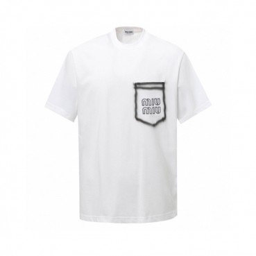 미우미우 남성 라운드 반팔 티셔츠 - Miumiu Mens Round Tshirt 