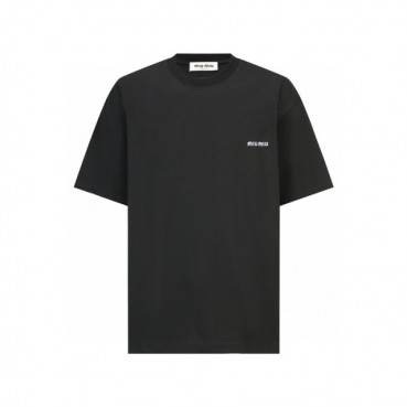 미우미우 남/녀 라운드 반팔 티셔츠 - Miumiu Unisex Round Tshirt 
