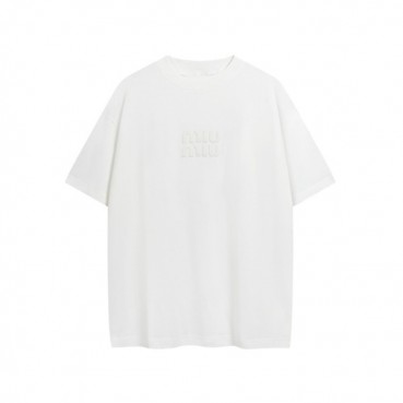 미우미우 남/녀 라운드 반팔 티셔츠 - Miumiu Unisex Round Tshirt 
