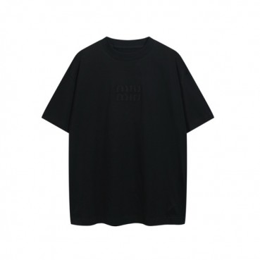 미우미우 남/녀 라운드 반팔 티셔츠 - Miumiu Unisex Round Tshirt 