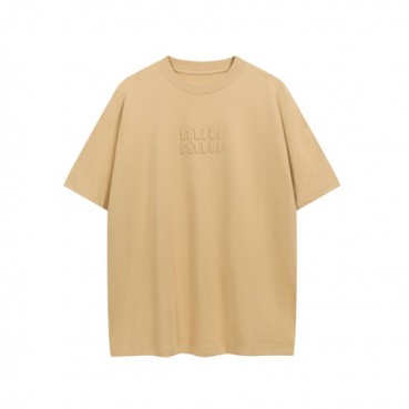 미우미우 남/녀 라운드 반팔 티셔츠 - Miumiu Unisex Round Tshirt 
