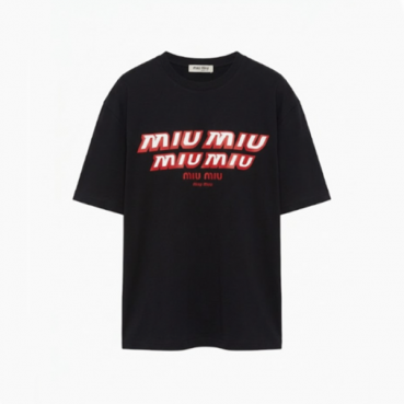 미우미우 남/녀 라운드 반팔 티셔츠 - Miumiu Unisex Round Tshirt 