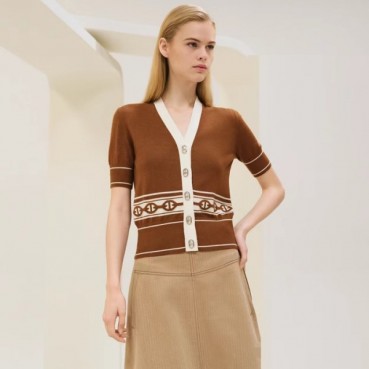 에르메스 여성 브이넥 반팔티 - Hermes Womens V