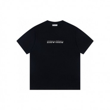 미우미우 남/녀 라운드 반팔 티셔츠 - Miumiu Unisex Round Tshirt 