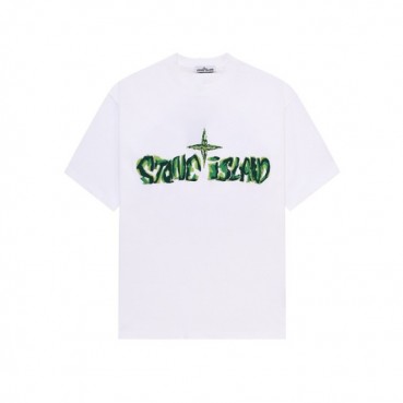 스톤아일랜드 남성 화이트 반팔 티셔츠 - Stone Island Mens White Tshirt 