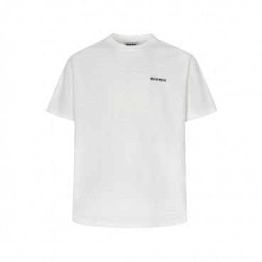미우미우 남/녀 라운드 반팔 티셔츠 - Miumiu Unisex Round Tshirt 