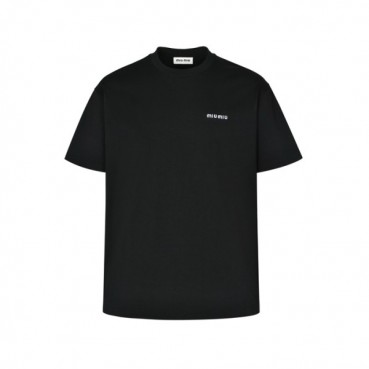 미우미우 남/녀 라운드 반팔 티셔츠 - Miumiu Unisex Round Tshirt 