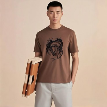 에르메스 남성 라운드 반팔티 - Hermes Mens Round Tshirt 