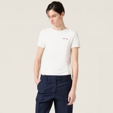 미우미우 여성 반팔 티셔츠 - Miumiu Womens Round Tshirt 