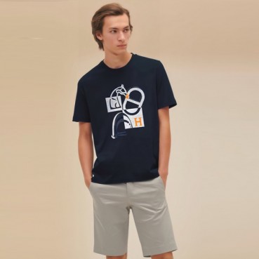 에르메스 남성 라운드 반팔티 - Hermes Mens Round Tshirt 