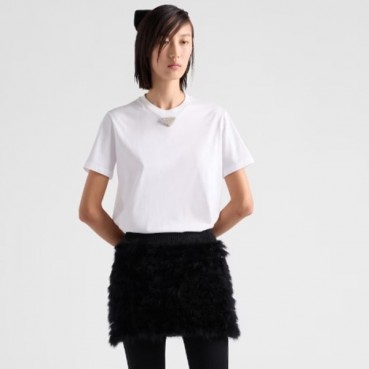 프라다 여성 화이트 반팔 티셔츠 - Prada Womens White Tshirts 