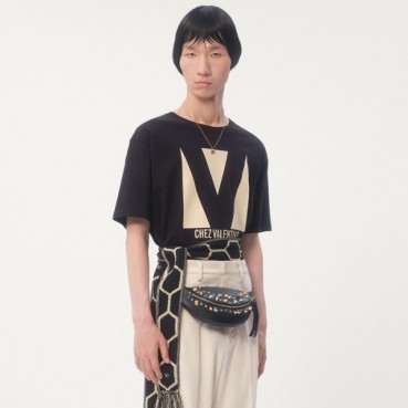 발렌티노 남성 블랙 반팔티 - Valentino Mens Black Tshirt 
