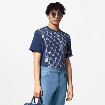루이비통 남성 반팔 티셔츠 - Louis vuitton Mens Navy Tshirts 