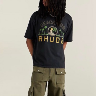 루드 남성 블랙 반팔티 - Rhude Unisex Black Tshirts 
