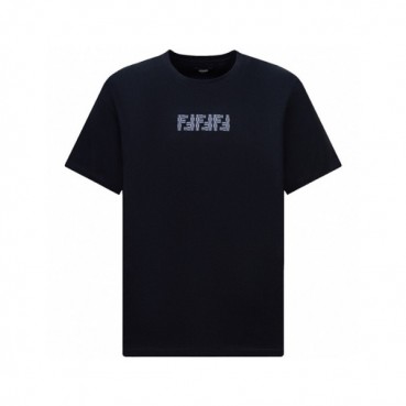 펜디 남성 블랙 반팔 티셔츠 - Fendi Mens Black Tshirts 