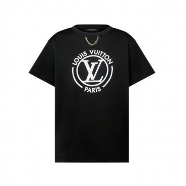 루이비통 여성 블랙 반팔 티셔츠 - Louis vuitton Womens Black Tshirts 