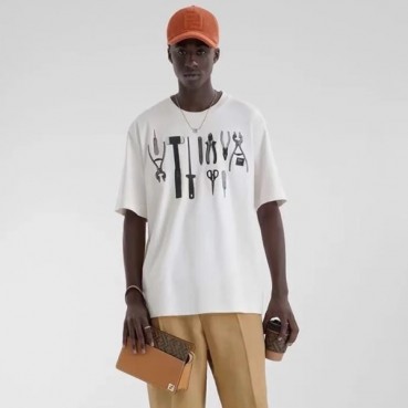 펜디 남성 화이트 반팔 티셔츠 - Fendi Mens White Tshirts 