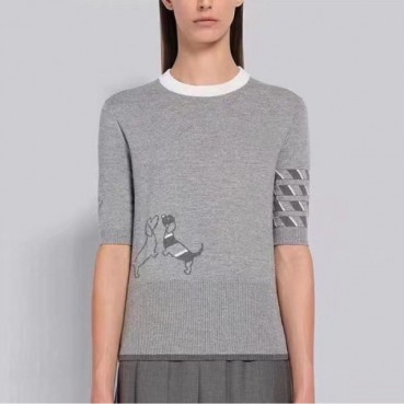 톰브라운 여성 라운드 반팔 니트 - Thom Browne Womens Kints 