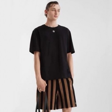 펜디 남성 블랙 반팔 티셔츠 - Fendi Mens Black Tshirts 