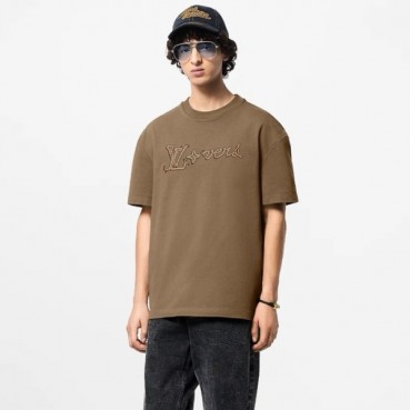 루이비통 남성 카멜 반팔 티셔츠 - Louis vuitton Mens Camel Tshirts 