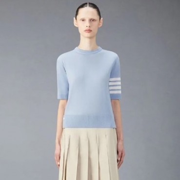 톰브라운 여성 라운드 반팔 니트 - Thom Browne Womens Kints 