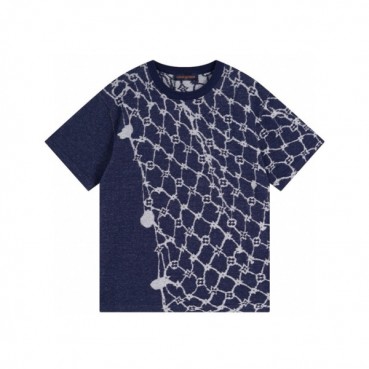 루이비통 남성 반팔 티셔츠 - Louis vuitton Mens Navy Tshirts 