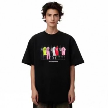 발렌시아가 남성 블랙 반팔 티셔츠 - Balenciaga Mens Black Tshirts 