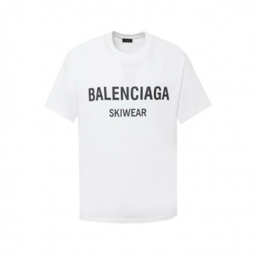 발렌시아가 남성 화이트 반팔 티셔츠 - Balenciaga Mens White Tshirts 