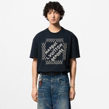 루이비통 남성 네이비 반팔 티셔츠 - Louis vuitton Mens Navy Tshirts 