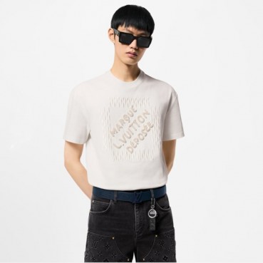 루이비통 남성 화이트 반팔 티셔츠 - Louis vuitton Mens White Tshirts 