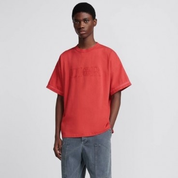 디올 남성 레드 반팔 티셔츠 - Dior Mens Red Tshirts 