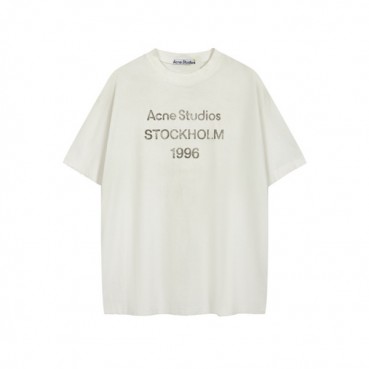 아크네 남/녀 화이트 반팔티 - Acne Unisex White Tshirts 