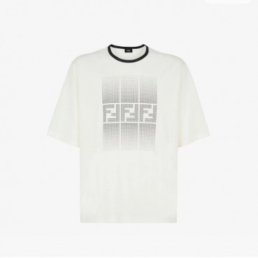 펜디 남성 화이트 반팔 티셔츠 - Fendi Mens White Tshirts 