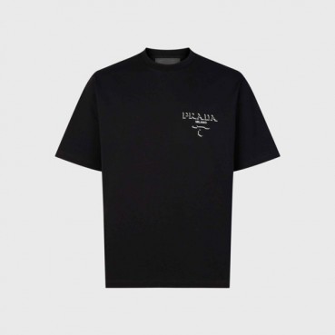 프라다 남성 블랙 반팔 티셔츠 - Prada Mens Black Tshirts 