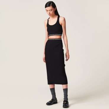 미우미우 여성 블랙 나시 - Miumiu Womens Sleeveless Tshirt 