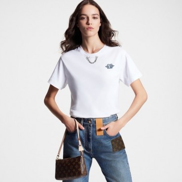 루이비통 여성 화이트 반팔 티셔츠 - Louis vuitton Womens White Tshirts 