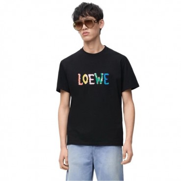 로에베 남성 블랙 반팔티 - Loewe Mens Black Tshirts 