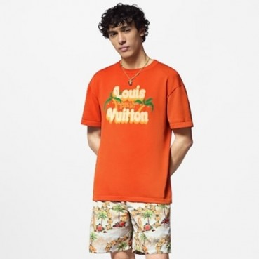 루이비통 남성 오렌지 반팔 티셔츠 - Louis vuitton Mens Orange Tshirts 