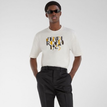 펜디 남성 블랙 반팔 티셔츠 - Fendi Mens Black Tshirts 