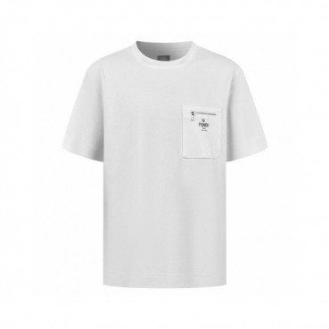 펜디 남성 화이트 반팔 티셔츠 - Fendi Mens White Tshirts 