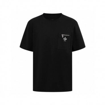 펜디 남성 블랙 반팔 티셔츠 - Fendi Mens Black Tshirts 