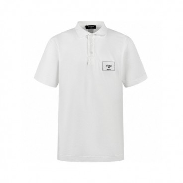 펜디 남성 화이트 반팔 폴로 티셔츠 - Fendi Mens White Tshirts 