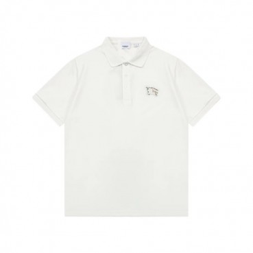 버버리 남성 화이트 반팔 폴로 티셔츠 - Burberry Mens White Polo Tshirts 