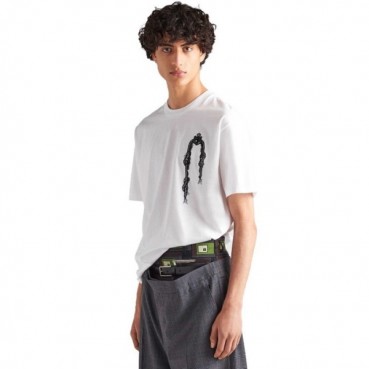 프라다 남성 화이트 반팔티 - Prada Mens White Tshirts 