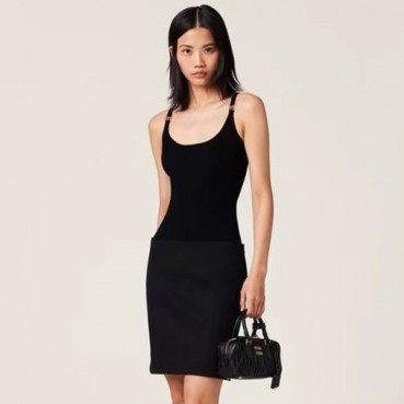 미우미우 여성 블랙 나시 - Miumiu Ladys Black Sleeveless Tshirts 
