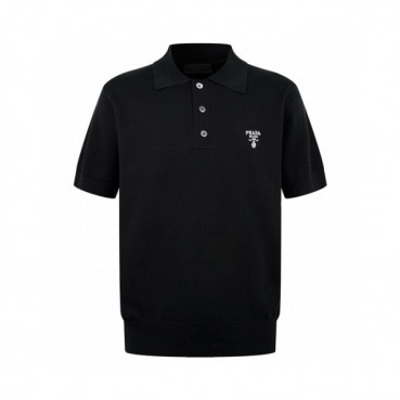 프라다 남성 블랙 폴로 반팔티 - Prada Mens Black Tshirts 