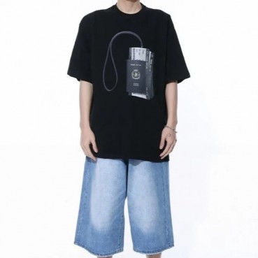 발렌시아가 남성 블랙 반팔 티셔츠 - Balenciaga Mens Black Tshirts 