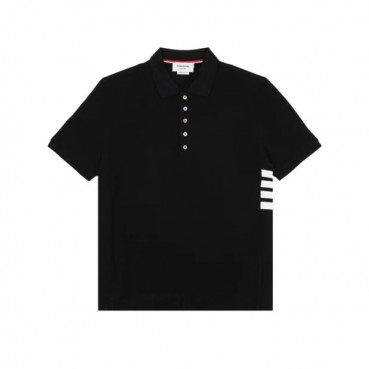 톰브라운 남성 블랙 폴로 반팔티 - Thom Browne Mens Black Tshirts 