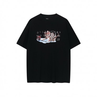 메종 마르지엘라 남/녀 블랙 반팔 티셔츠 - Maison Margiela Unisex Black Tshirts 