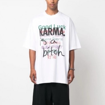 베트멍 남/녀 화이트 반팔 티셔츠 - Vetements Unisex Over Size Tshirts 